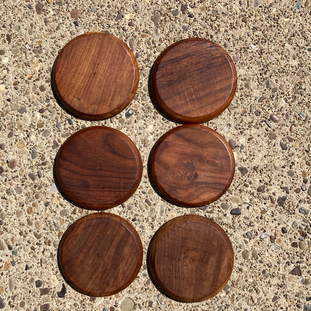 Wood Vintage coaster set - Picture 6 of 12